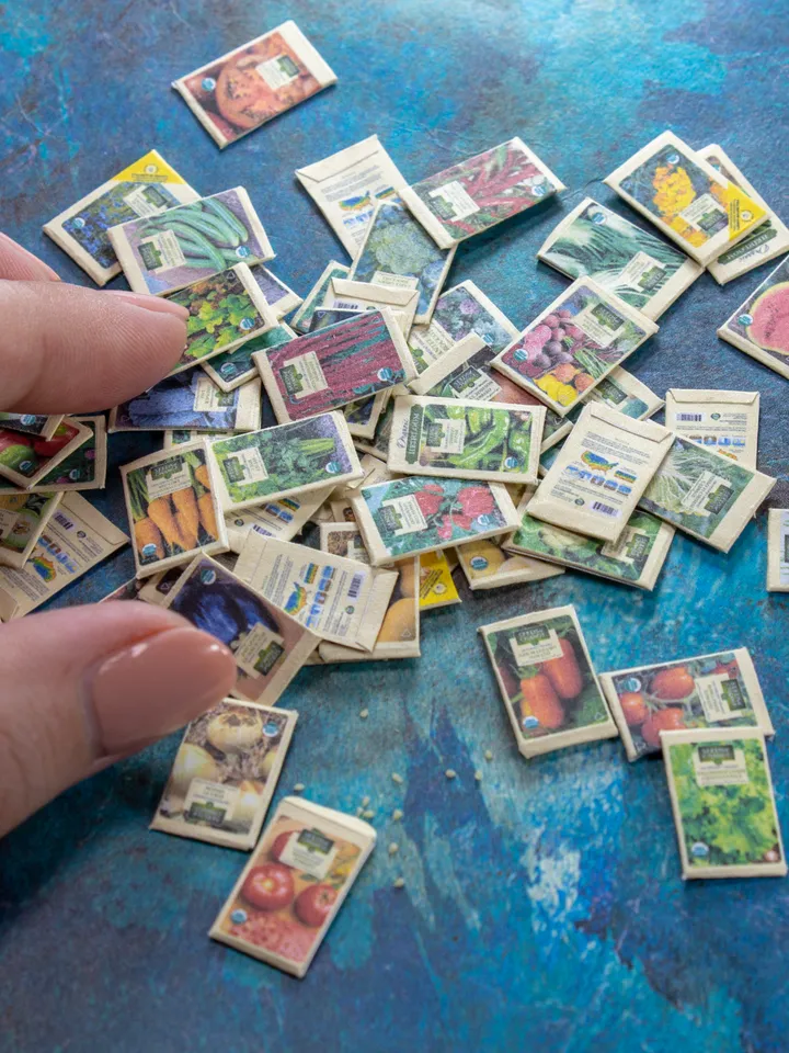 TEMPLATE Miniature seed packets 60 pcs for 1:12 scale dollhouse