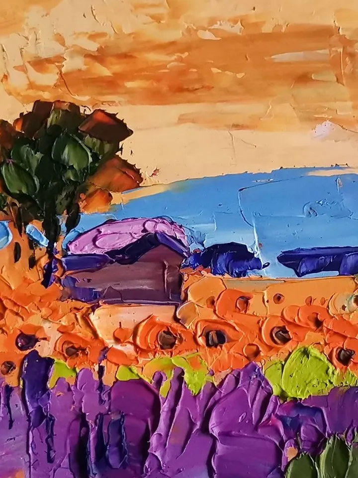 Italy Painting 油畫原作 Original Art 手工油畫 Oil Painting 油畫 Toscana Lavender by Verafe
