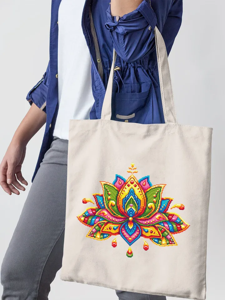 Lotus flower mandala cross stitch pattern PDF download Floral mandala embroidery PDF, Rainbow lotus cross stitch chart, Lotus mandala #M197