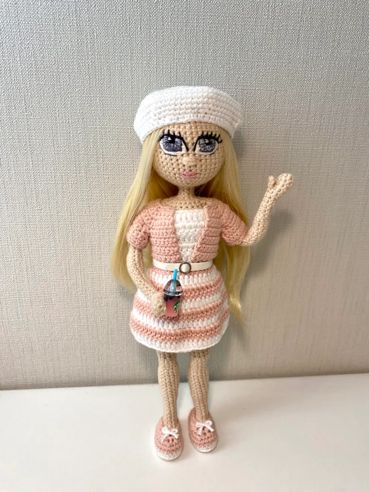 Crochet handmade doll Starbucks lover