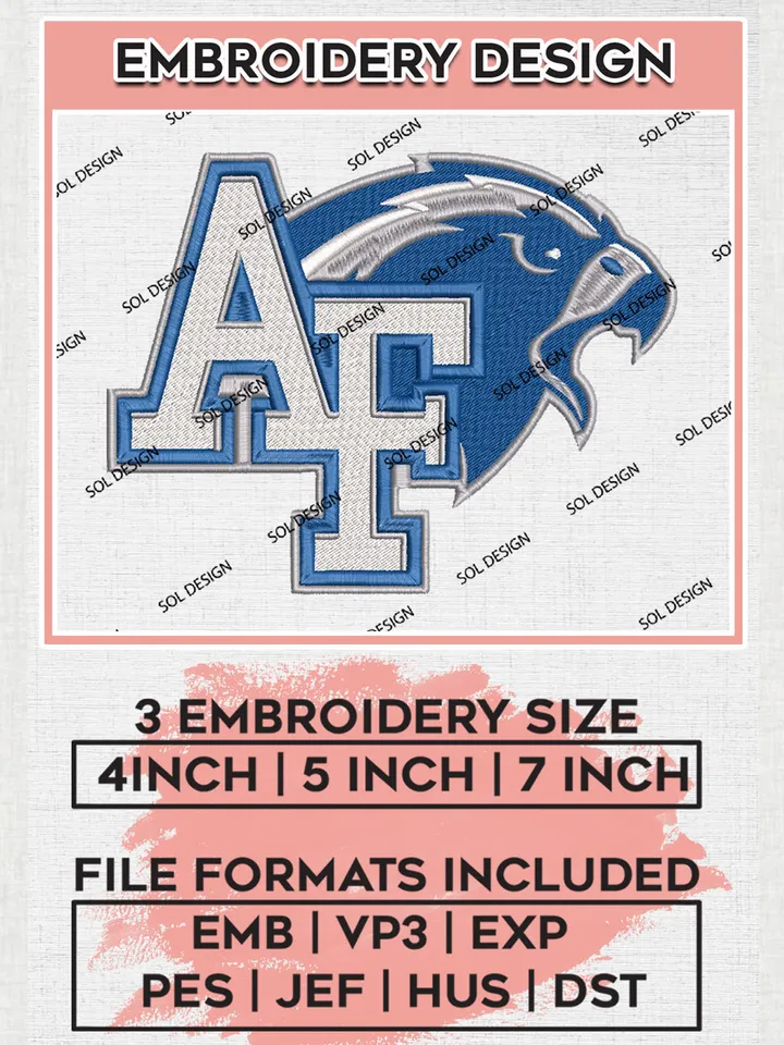NCAA AF Falcons College Football Team Logo embroidery designs, NCAA Air Force Falcons Logo Machine embroidery files, NCAA Team Logo embroidery designs, NCAA Game Day Machine embroidery designs, Digital Download