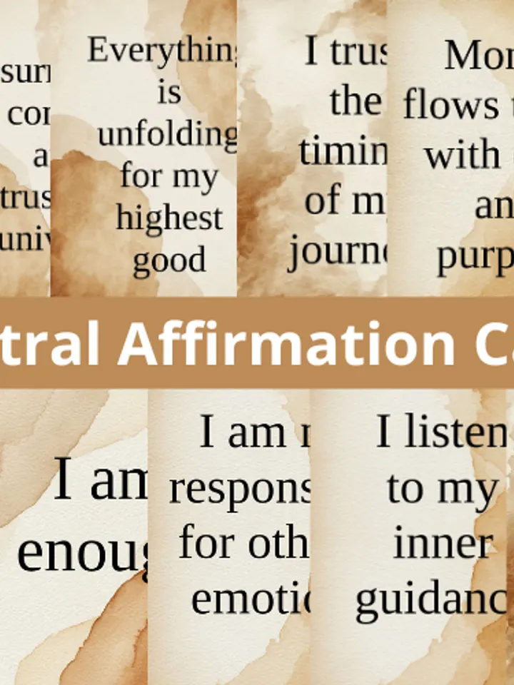Neutral Affirmation Cards Printable | 30 Minimalist Quotes