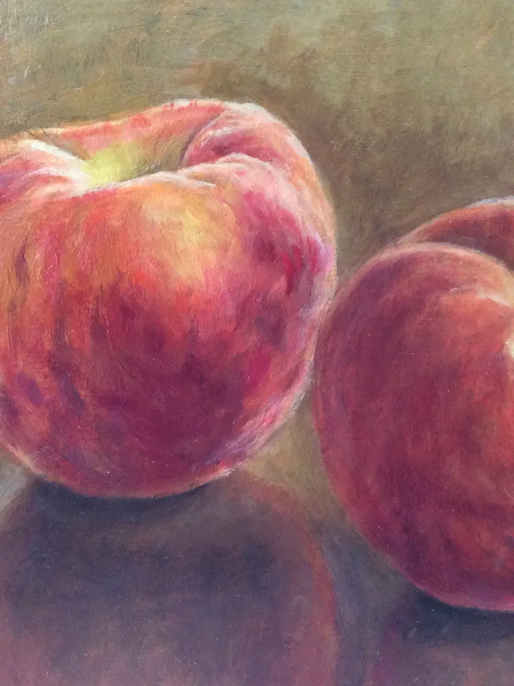 "Peaches" fruit oil painting still life original wall art picture small