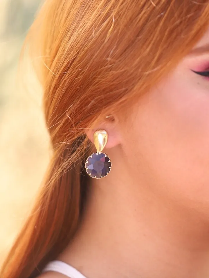 Gold , Montana Blue Boho Bridal Earrings , Swarovski Crystal Statement Boho Wedding Earrings , Boho Bridal Jewelry , Boho Wedding Jewelry,