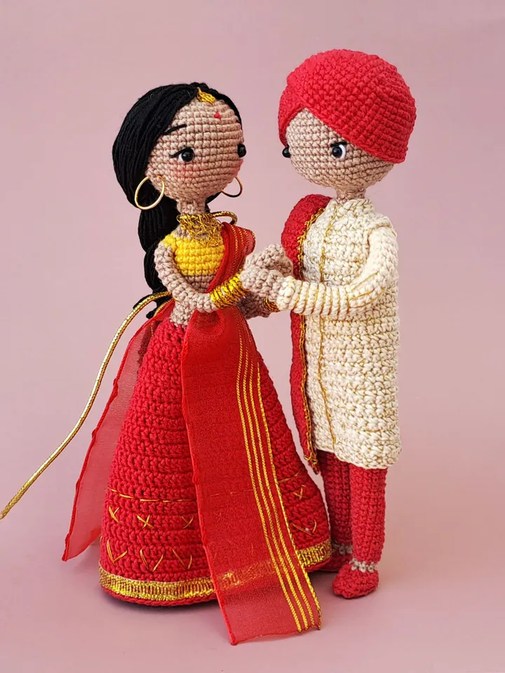 Crochet indian doll. indian handmade gift. amigurumi indian doll.