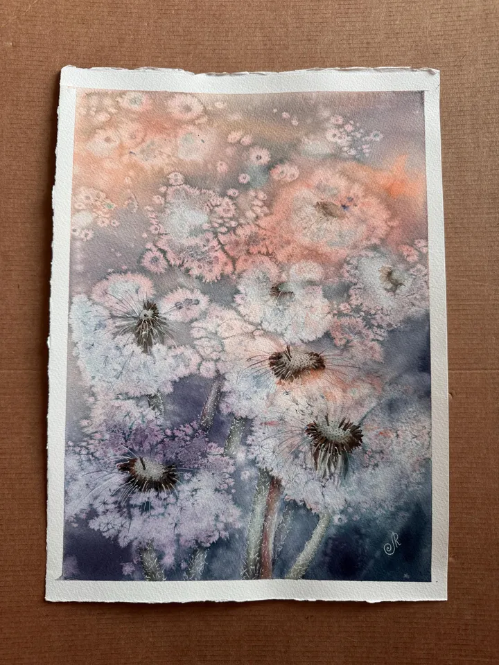 Flowers Original Painting Wildflowers Wall Art Dandelion Painting