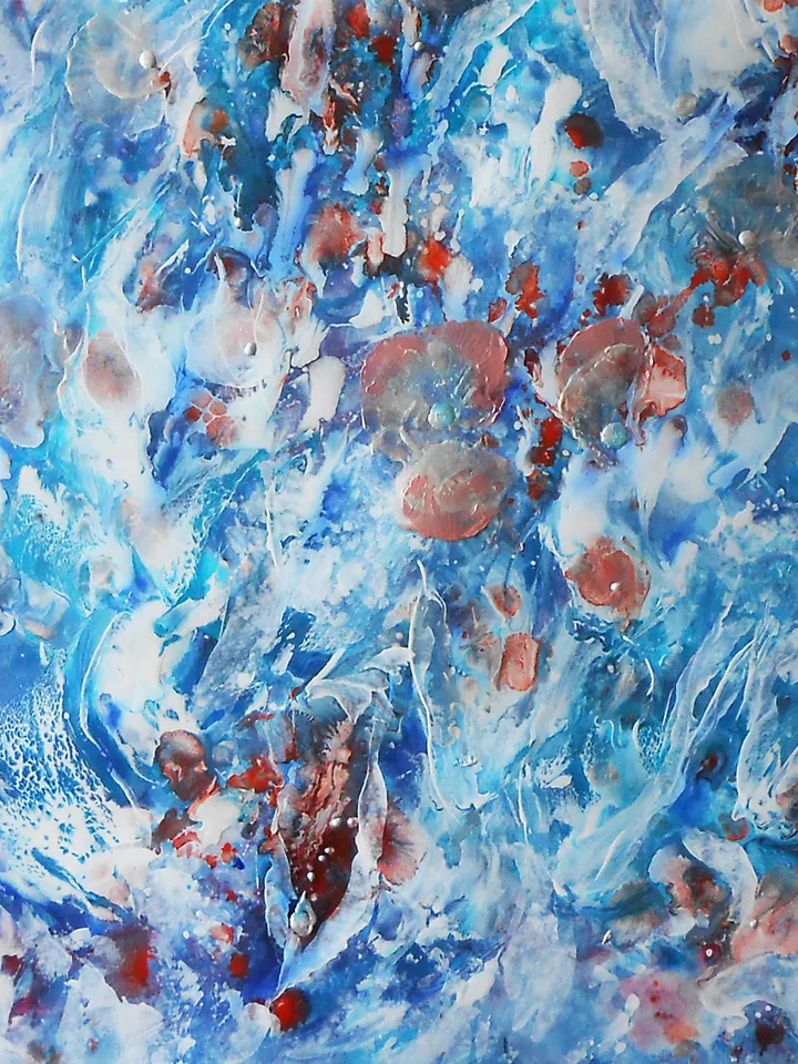 Abstract underwater painting acrylic | Underwater abstract art original