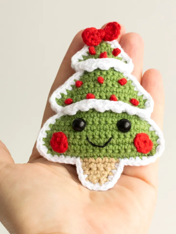 Crocheted Christmas tree car accessory for women, rear view mirror charm, car pendant, cute winter car hanging