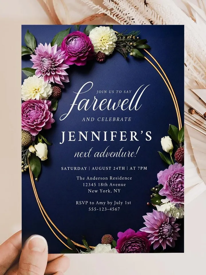 Editable Farewell Invitation | Printable Moody Floral Going Away Party Template, Moving Away Canva Digital Template Download