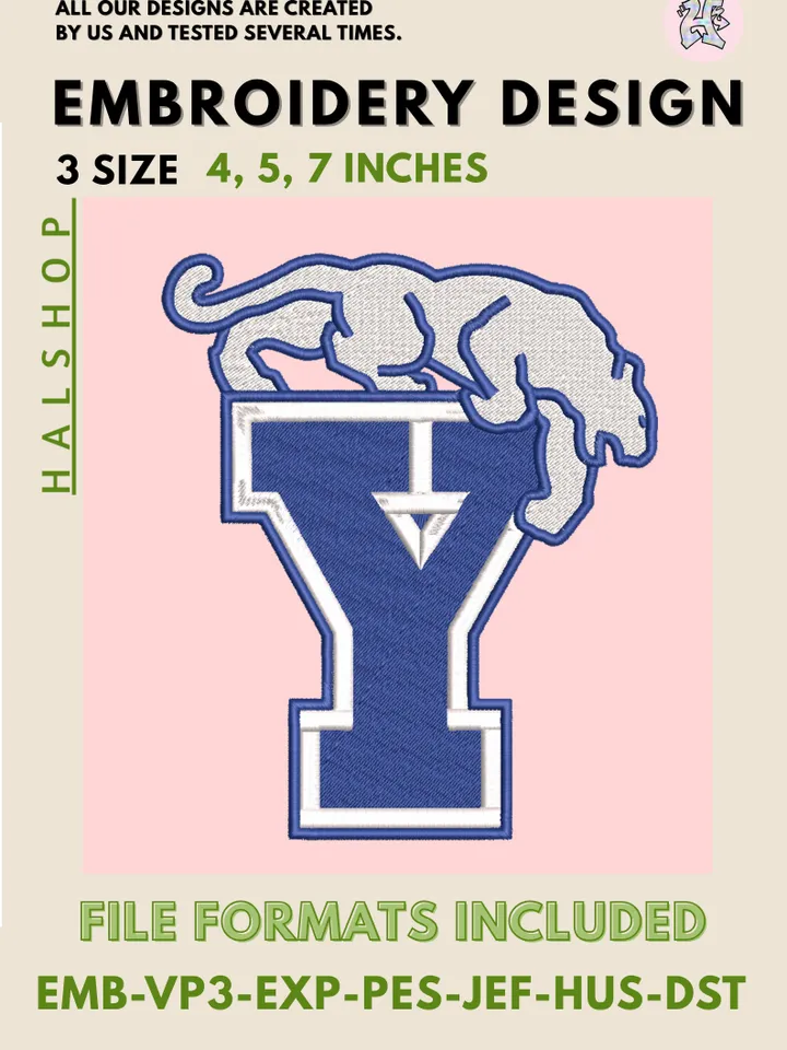 BYU Cougars Embroidery Pattern – NCAA College Team Logo Embroidery Design