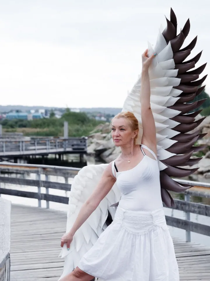 Bridal White Wings costume, Wedding Angel Wings, Cosplay costume, Maternity Pregnancy photoshoot, Stork wings dance