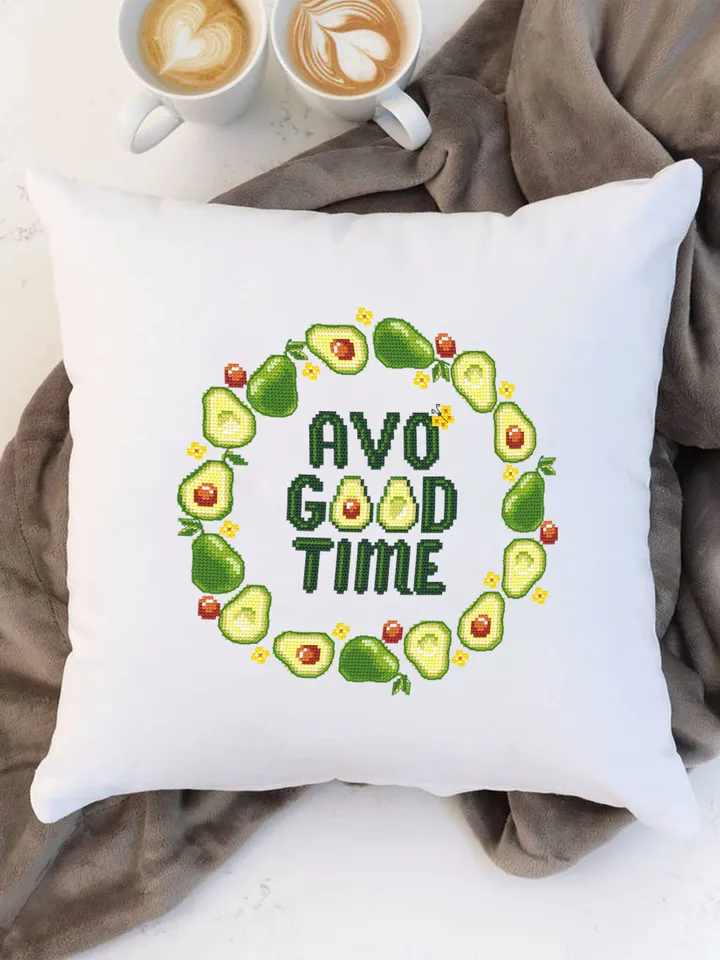 Avocado wreath cross stitch pattern download PDF Framed quote cross stitch chart, Avo good time, Funny cross stitch, DIY Home decor #Q52