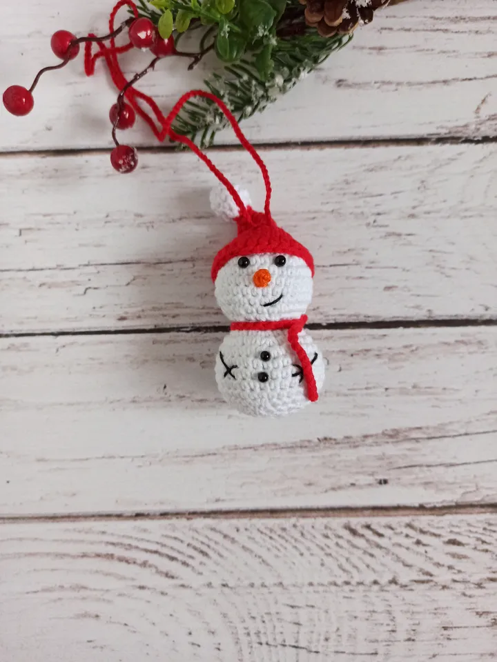 Christmas decor for car, rear view mirror accessories, crochet  snowman