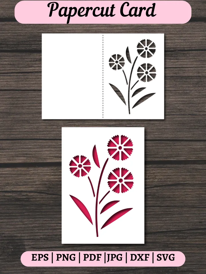 Wild Flowers Card SVG, Paper Cutting Card SVG