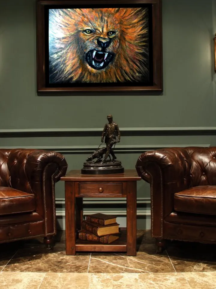 Lion painting ,roaring lion ,glow in the dark acrylic painting,canvas board,wall hanging,gift for him
