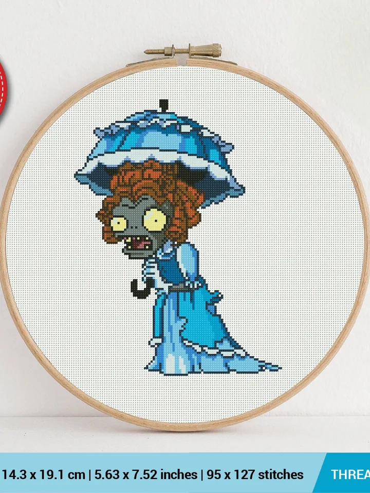 Parasol Zombie Cross stitch pattern | Embroidery Pattern | Instant Download | Embroidery Designs