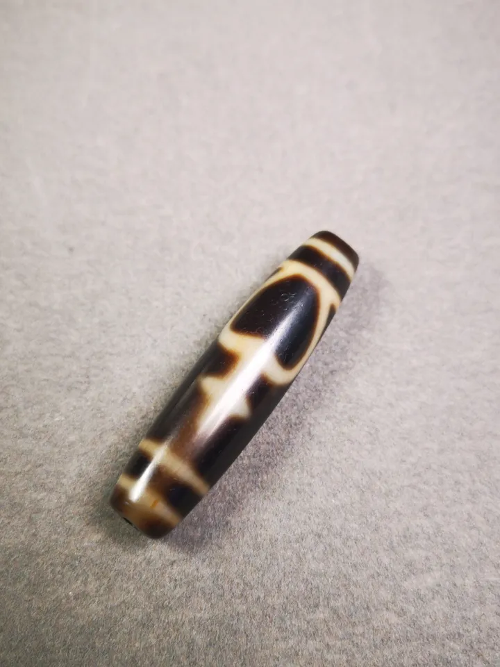 Gandhanra Antique Tibetan Dzi Bead, Ritual Vase Dzi Bead( 1.93" * 0.51"), Aquarius Dzi,Protective Amulet For Longevity