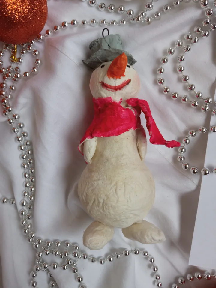A couple of cool snowmen in hats. Handmade. Decorating the Christmas tree and New Year's decor house indoor Free shipping