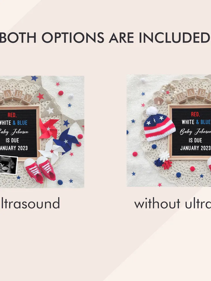 4th of July Pregnancy Announcement for Social Media, Patriotic Baby Announcement, 4th of July Baby Announcement Editable Digital Template