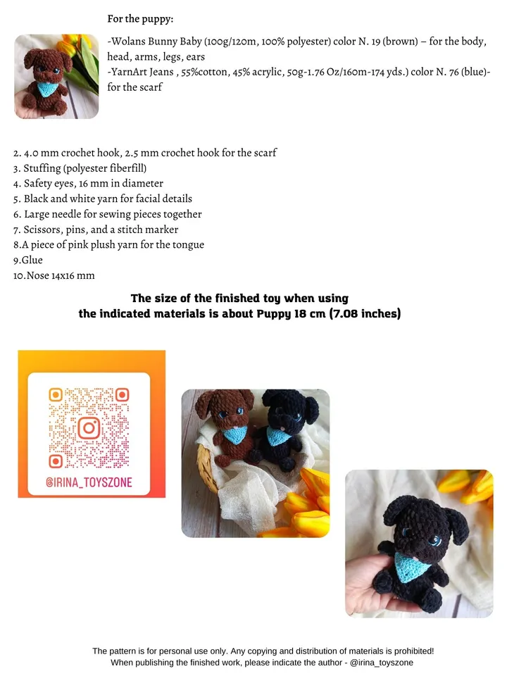 Dog Crochet Pattern, Puppy Crochet Pattern, Amigurumi, Dog pattern, Amigurumi Dog, Pattern In English