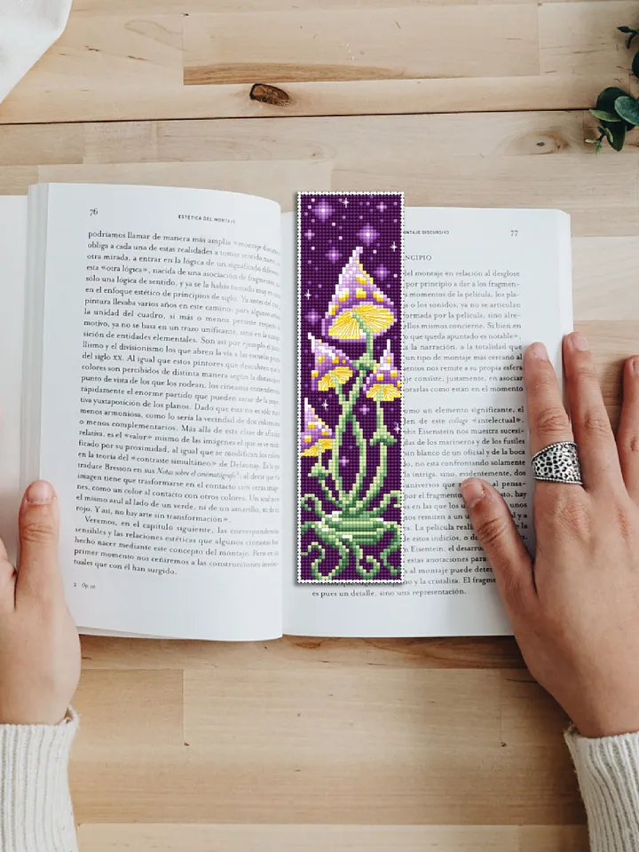Mushroom bookmark cross stitch pattern PDF download Magic mushroom cross stitch chart, Digital bookmark pattern PDF Fantasy embroidery #B164