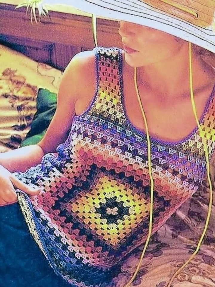 Top tank Crochet pattern, granny square crochet top, easy top crochet pattern instant download