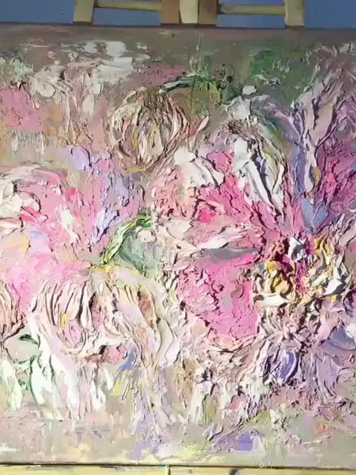 Pink orchids original heavy textured oil painting on canvas,flowers painting wall art,impasto style orchids painting,home decoration,gift.