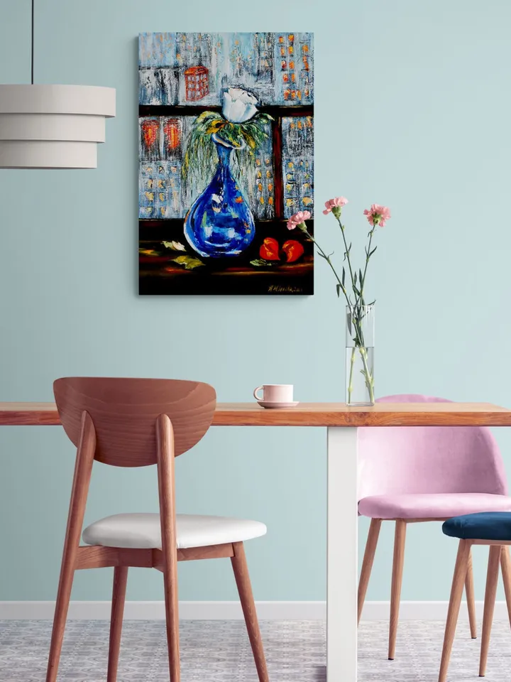 Original painting flower Rose, Floral oil painting on canvas