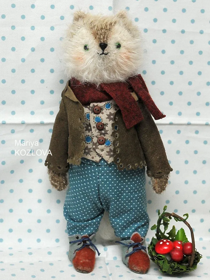 PDF Download Epattern for 8" Artist teddy toy DIY Wolfy Wolf/ sewing instructions/ accessory,clothes,basket instruction