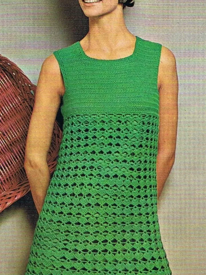 Crochet Dress Pattern , womens dress , mini dress, vintage instant download