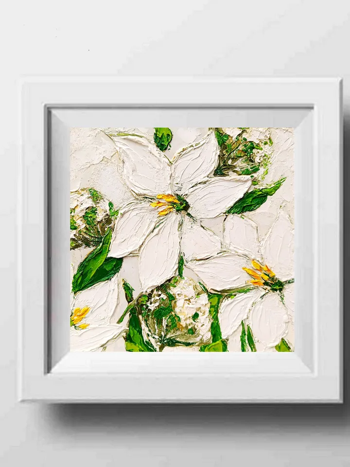 Lily Painting Hydrangea Christmas gifts Original Art Impasto oil Painting 8x8 in Flower Artwork Floral Wall Art Painting by ArtProkopaloSv
