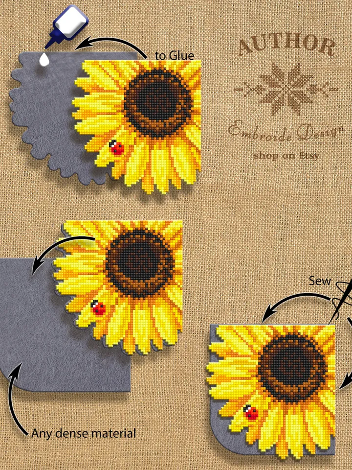 Corner bookmark cross stitch pattern PDF download Sunflower cross stitch chart, Floral bookmark pattern digital PDF Bookmark for women #B252