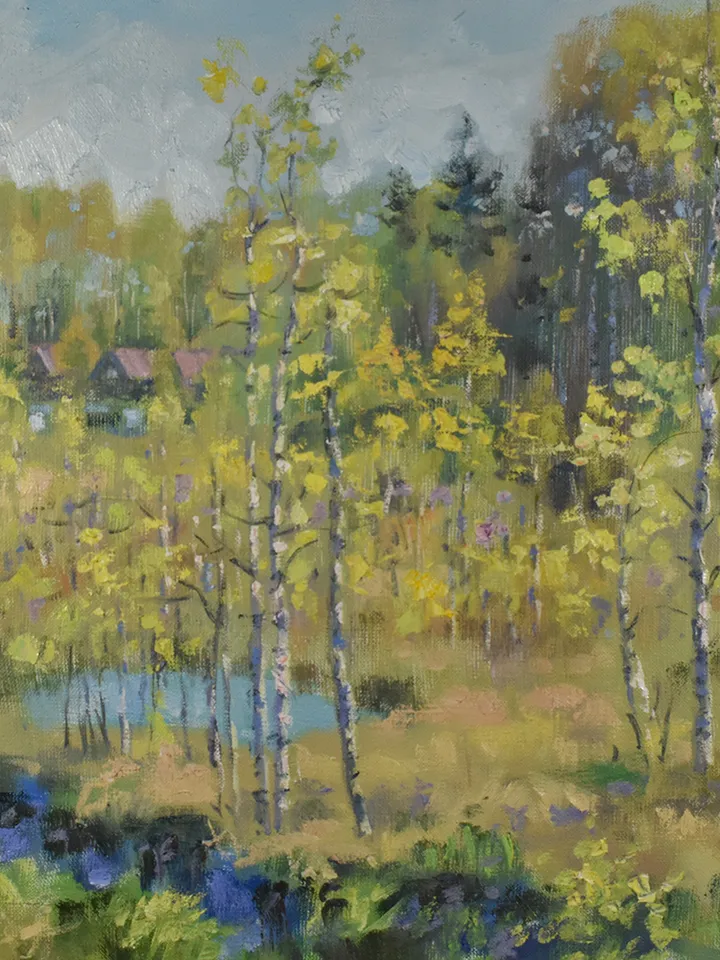 Spring Painting Nature Landscape Birch Trees Artwork Impressionism