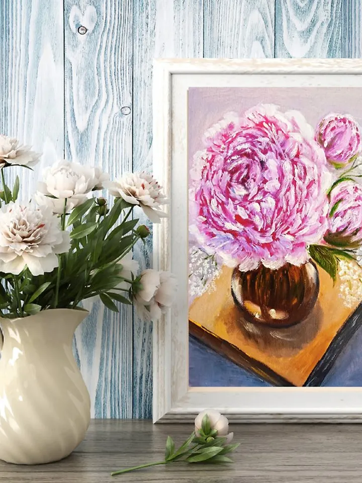 Painting with Peonies Pink Flowers Original Flower Art Original painting
