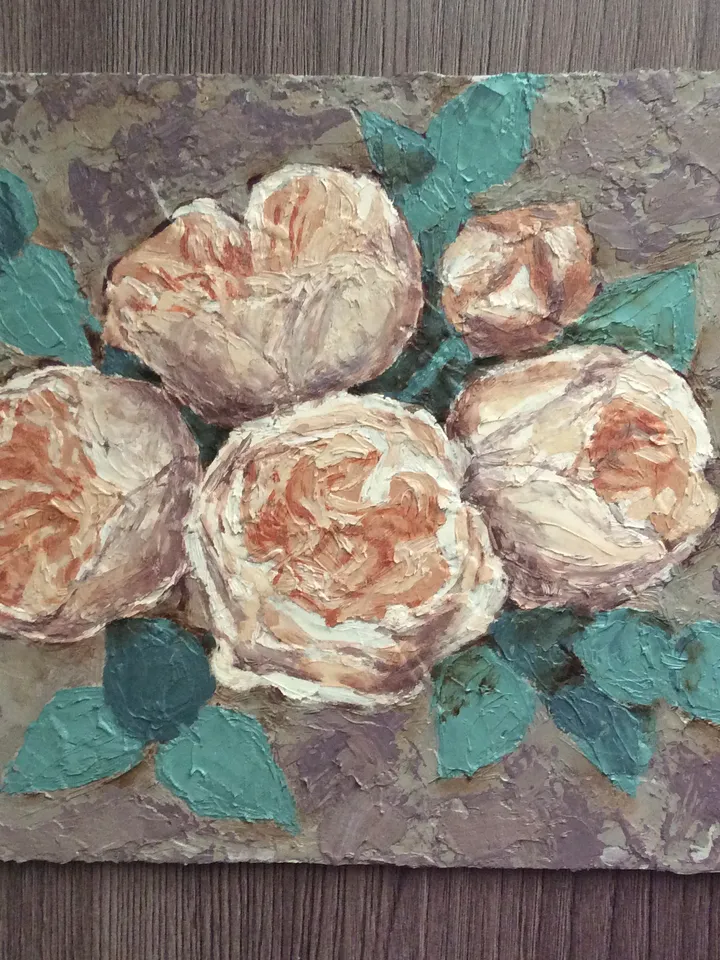 "Roses" oil small impasto painting flower stilllife original wall art picture artwork floral