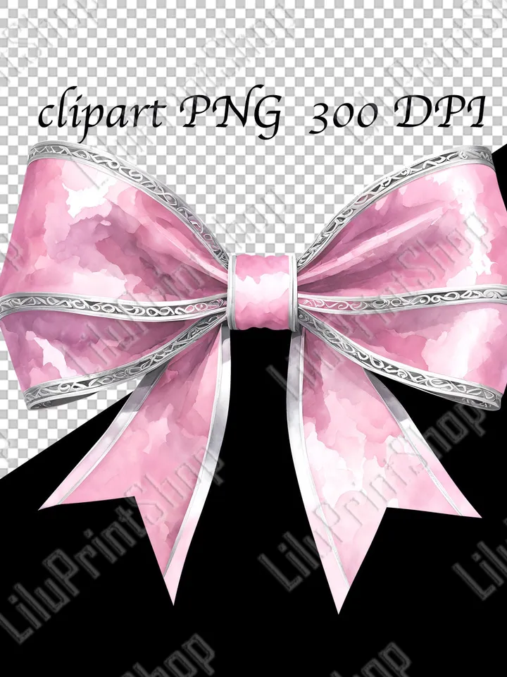 Coquette bow png Watercolor Pink bow png overlay Soft girl aesthetic clipart Pink ribbon clipart transparent digital instant download