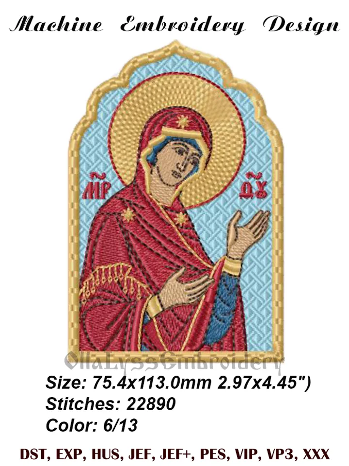 Virgin Mary embroidery design