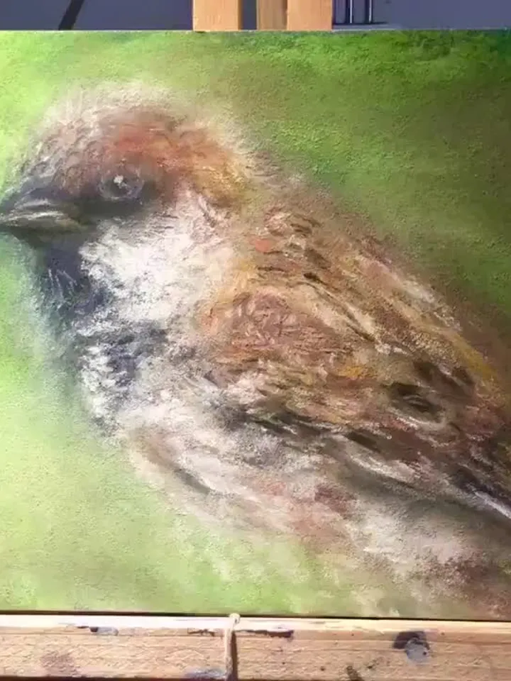 Sparrow bird original soft pastel painting on cardboard,nature,birds paintings,small painting gift,home decoration.