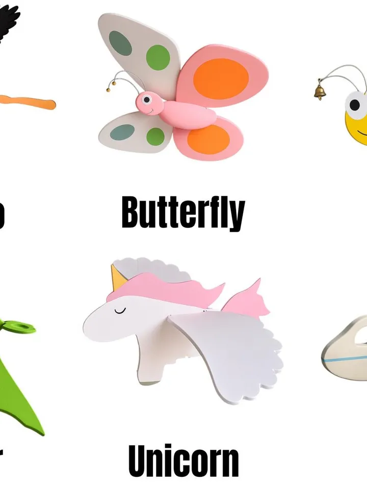 Wooden Parrot Mobile β Handmade Flying Bird with Moving Wings | Colorful Kids Room Decor & Unique Natural Wood Gift for Bird Lovers
