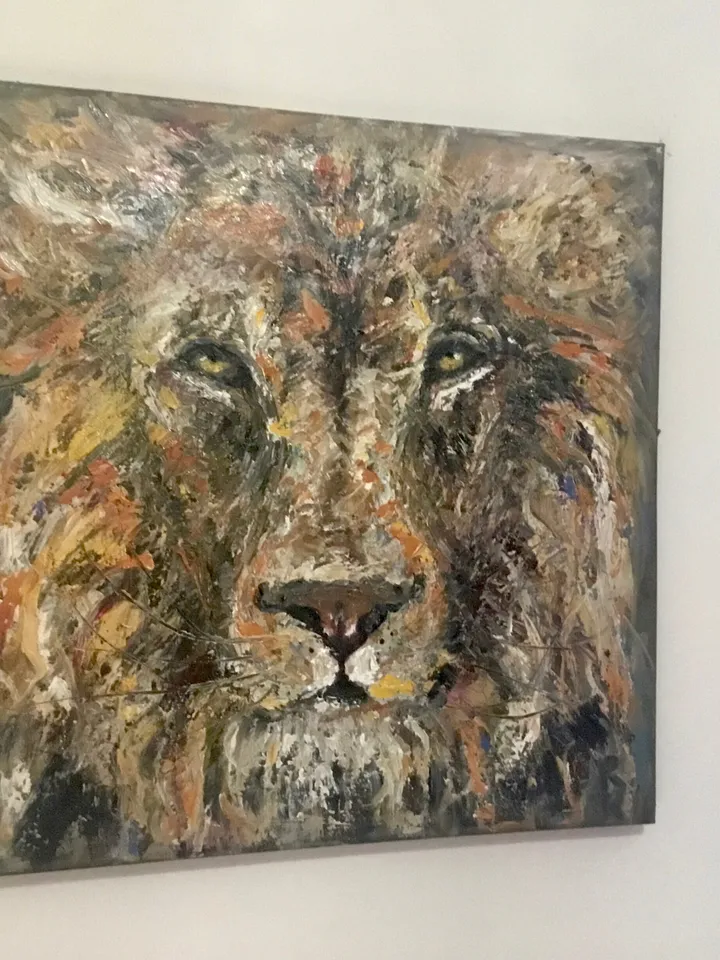 NEW ANIMALS COLLECTION.Lion original oil painting , impasto style wild animals wall art,lion room decoration,unique gift for animal lovers.