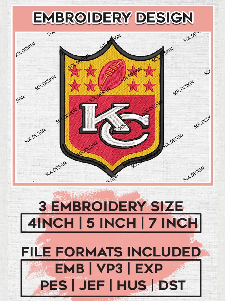 NFL Kansas City Chiefs Logo Embroidery Designs, NFL Chiefs , NFL Logo Embroidery Files, NFL Kansas City Chiefs Machine Embroidery Design, Digital Download