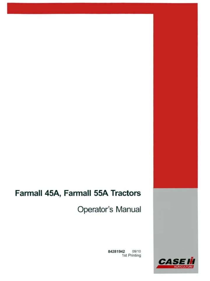 CASE IH 45A 55A FARMALL TRACTOR OPERATORS SERVICE ENGINE MANUAL