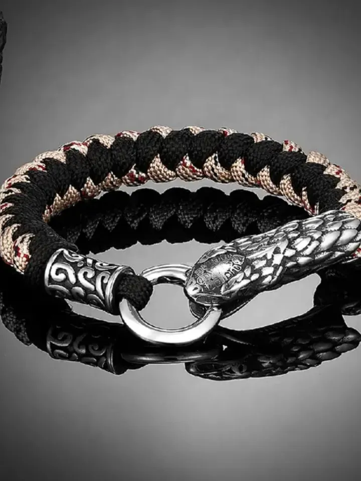 Paracord and stainless steel bracelet Viking Snake
