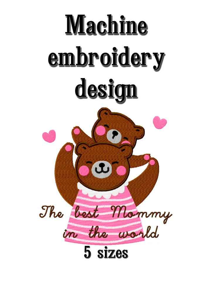 Teddy bear embroidery. Mothers day embroidery. Embroidery designs trendy. Digital download.