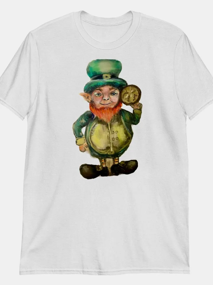 Leprechaun Unisex good luck t-shirt made from my original pastel painting,humorous shirts,designer shirts,unique gifts