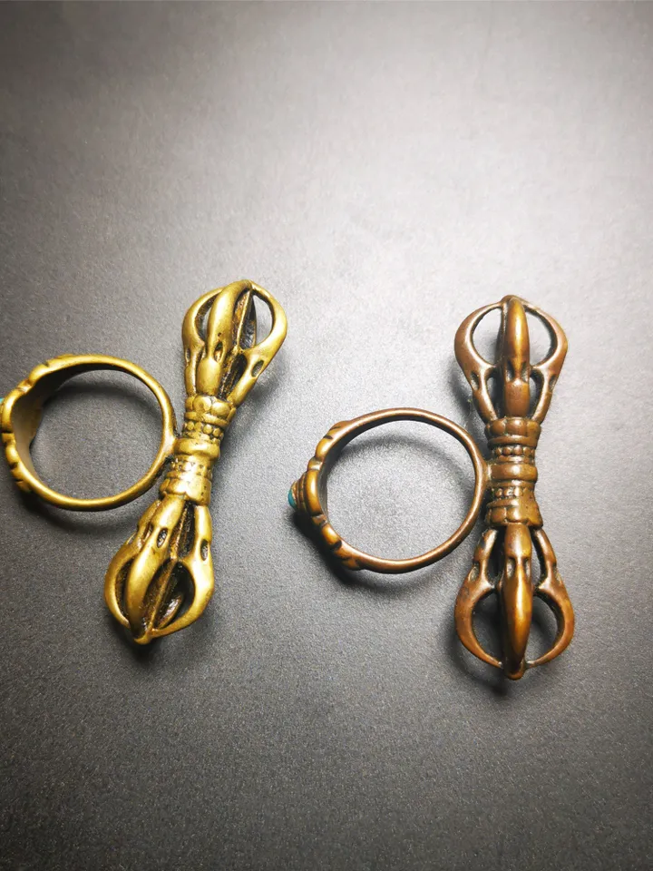 Gandhanra Handmade Tibetan Vajra Ring,Buddhist Protection Jewelry