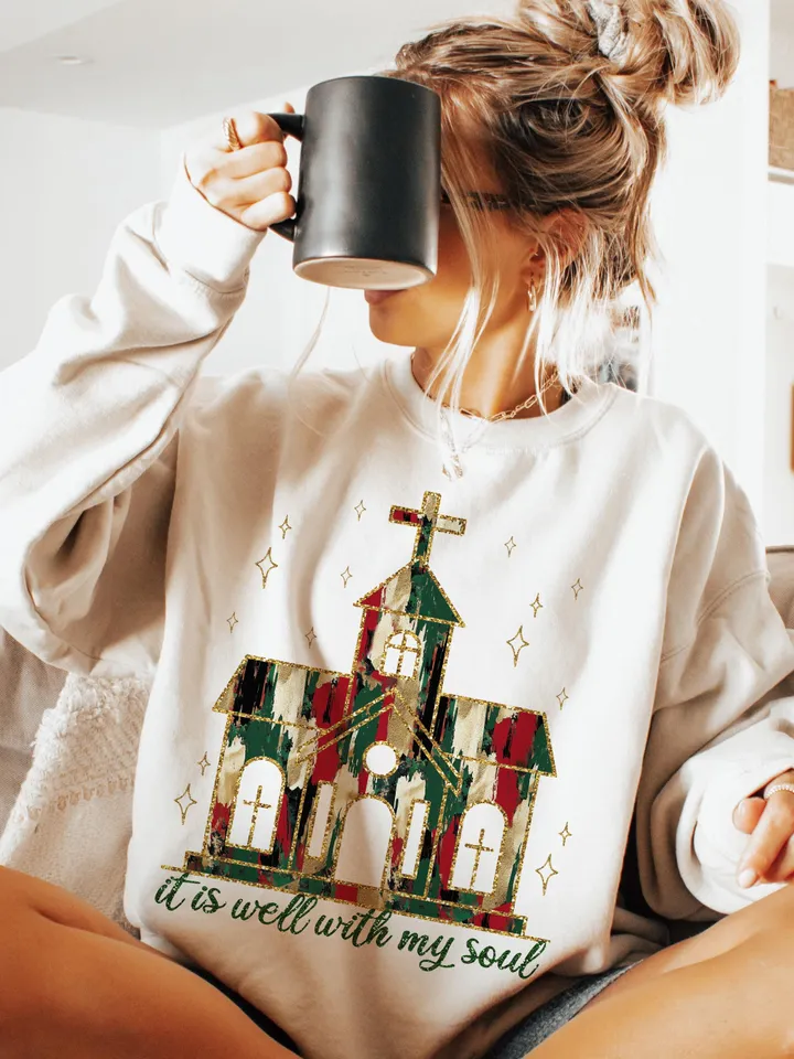 Church PNG It Is Well With My Soul PNG Christian Shirt Sublimation Design Christian Christmas Religious PNG Scriptures Christmas Png