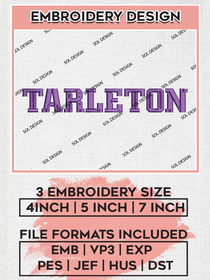 NCAA Tarleton Football Team Writing Logo Embroidery Design Files, NCAA Tarleton State Texans Machine Embroidery, NCAA Teams, Game Day, 3 sizes, NCAA Machine embroidery designs, Digital Download