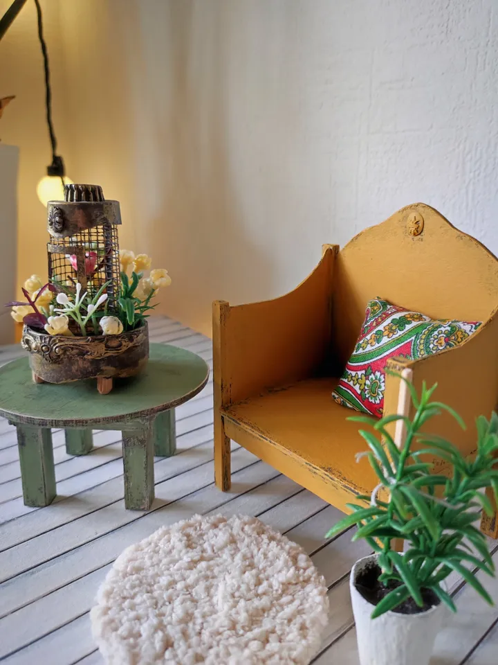 Dollhouse Furniture Set with Armchair and Accessories for Dolls scale 1/6