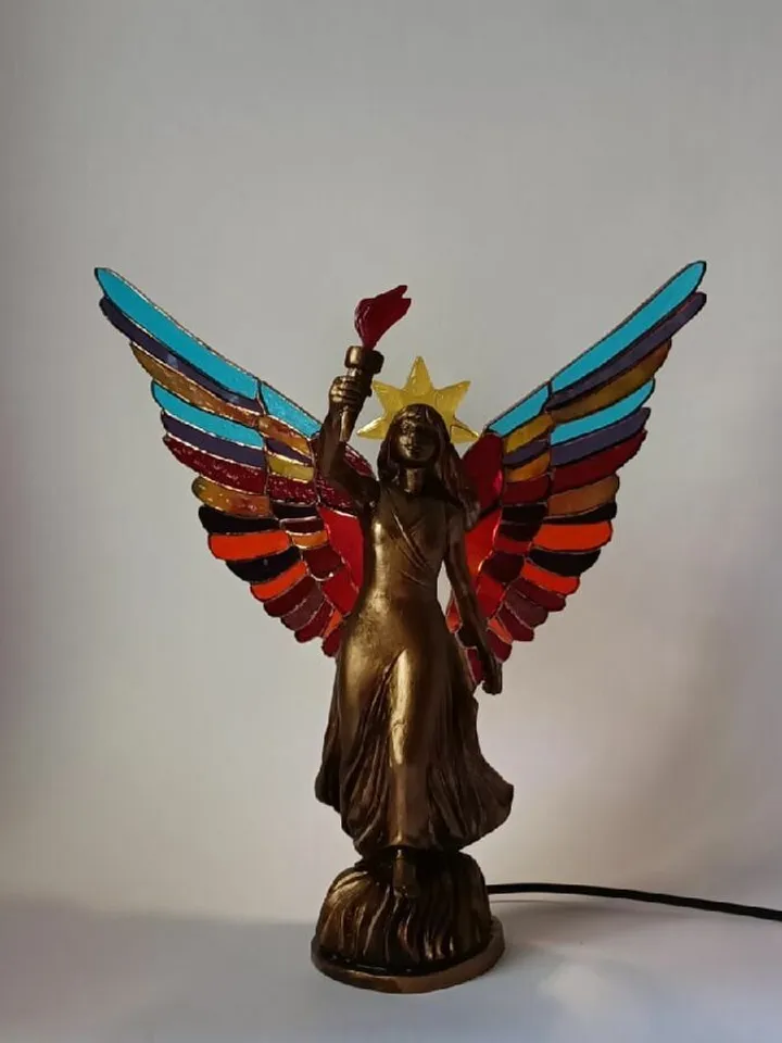 Nika Night Light. Tiffany Stained Glass, Nika Night Light, Tiffany Stained Glass Night Light, Lamp with the Goddess NIKA, Stained Glass with the Olympic Goddess NIKA, Stained Glass Lamp